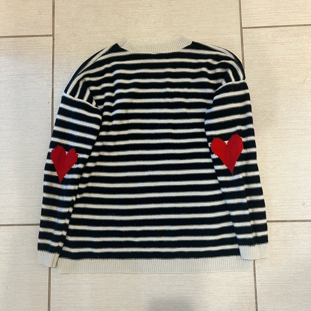 (Unknown Brand) Striped Heart Patchwork Sweater
